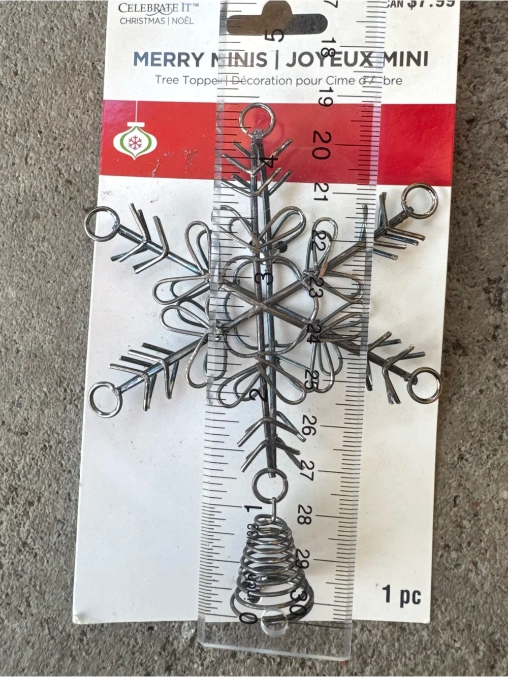 Snowflake Silver Tone Christmas Tree Topper Mini Merries